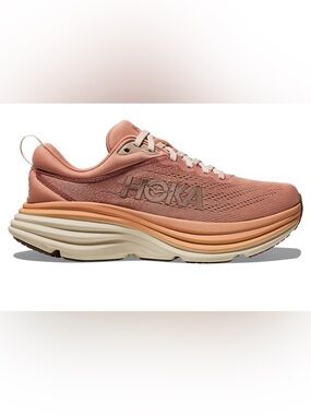 HOKA women’s Bondi 8 running shoes Sandstone/Cream. Size 12.